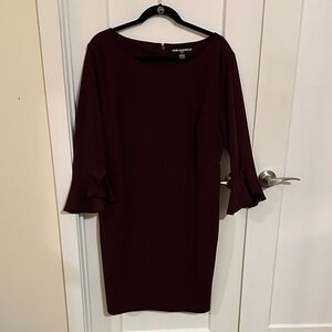 Karl Lagerfeld Burgundy Long Sleeve Dress